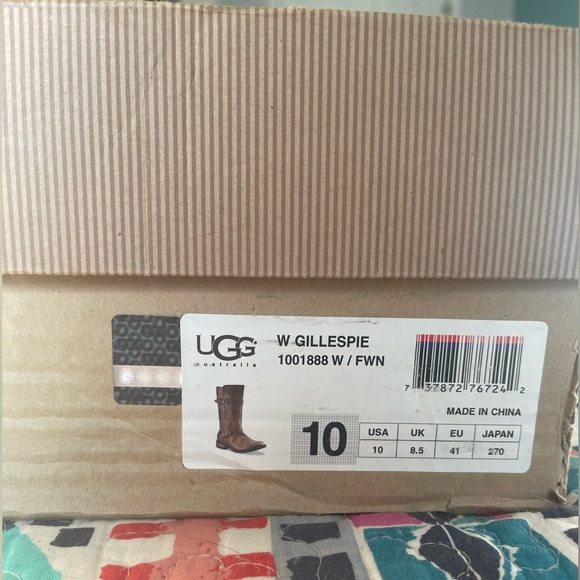 Ugg Australia Gillespie Fawn Leather Moto Boots With Sheepskin Lining - Picture 7 of 9